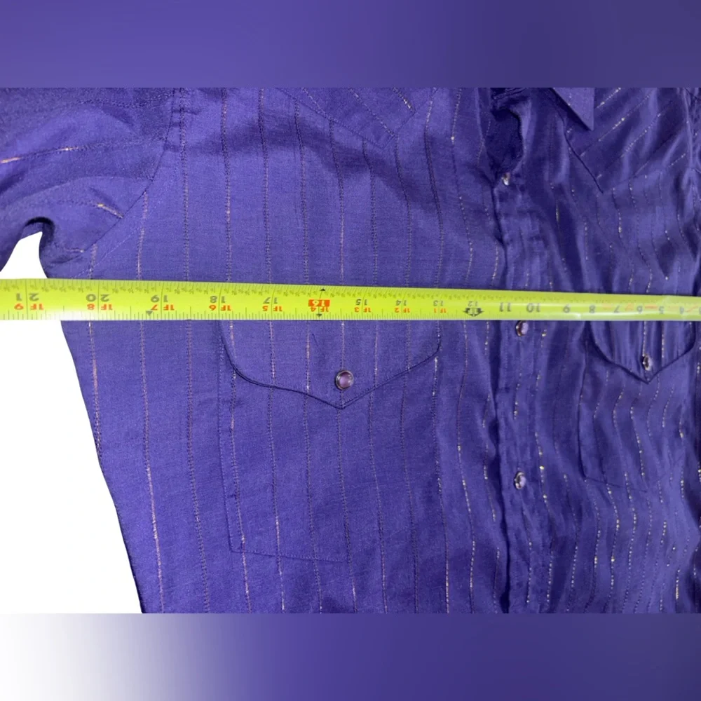 Vintage Panhandle Slim Western Shirt Purple Stripe Pearl Snap Size 15 - Picture 5 of 5